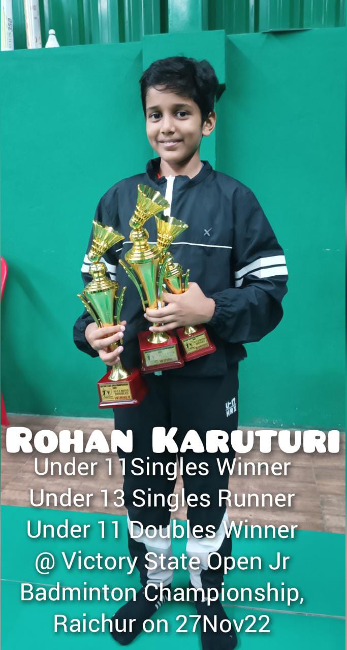 NCS Grade 4, Rohan Karuturi got three Trophies, Certificates