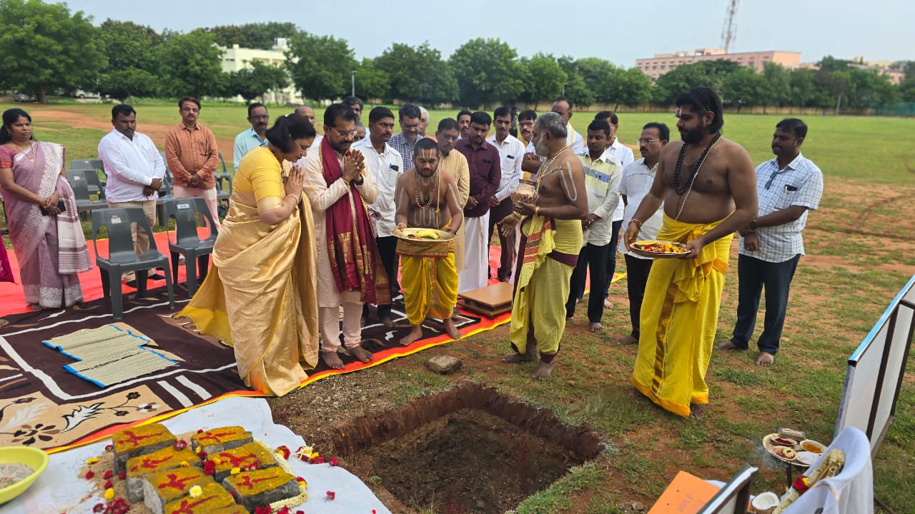 Bhoomi Puja for Construction of New Sports Pavilion at Navodaya Education Trust, Raichur.